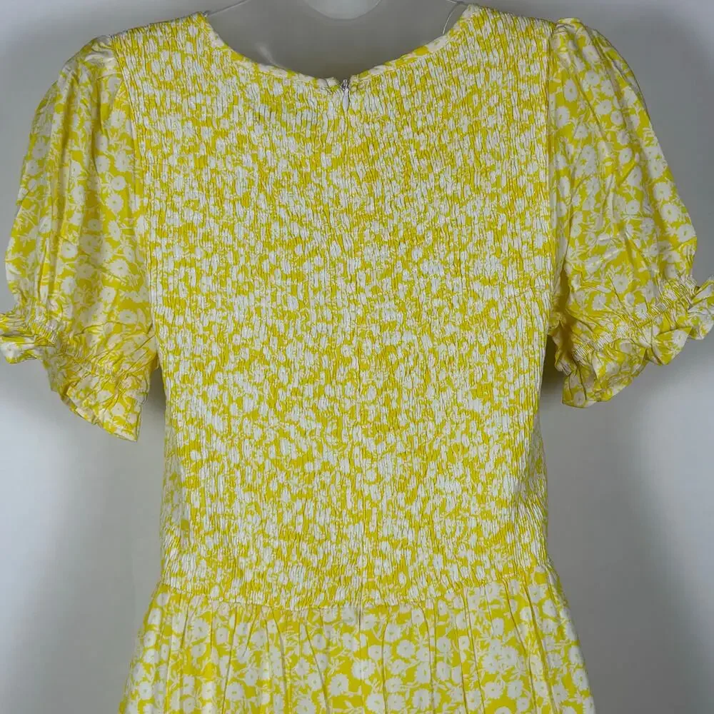 Lost + Wander Midi Dress Floral Cottagecore Yellow White S & XS